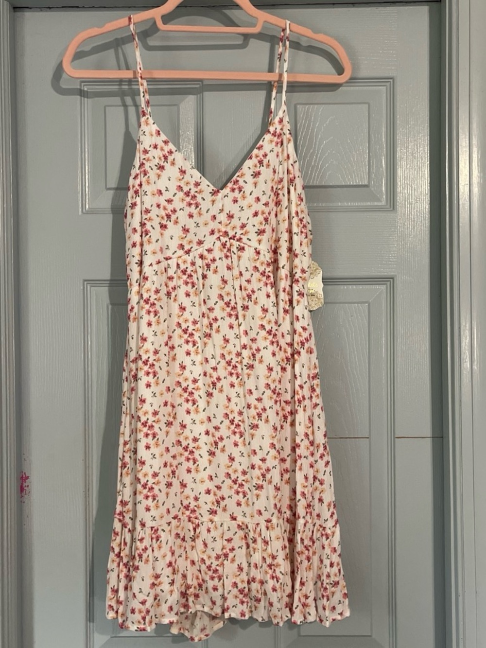 Altar'd State White Mini Dress with Pink Floral Print